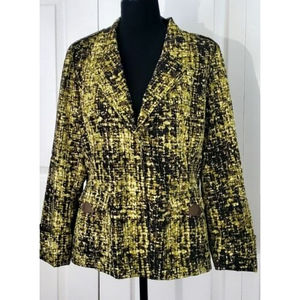 LAURA ASHLEY Single Breasted Blazer Green Multicolor Lined Jacket Sz M EUC